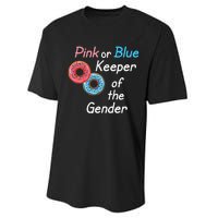 Donuts Keeper Of The Gender Baby Gender Reveal Party Shower Performance Sprint T-Shirt