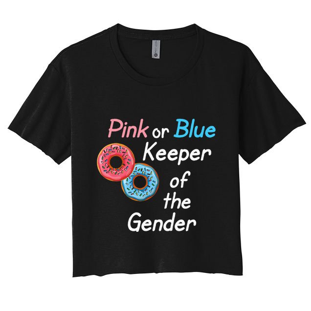 Donuts Keeper Of The Gender Baby Gender Reveal Party Shower Crop Top