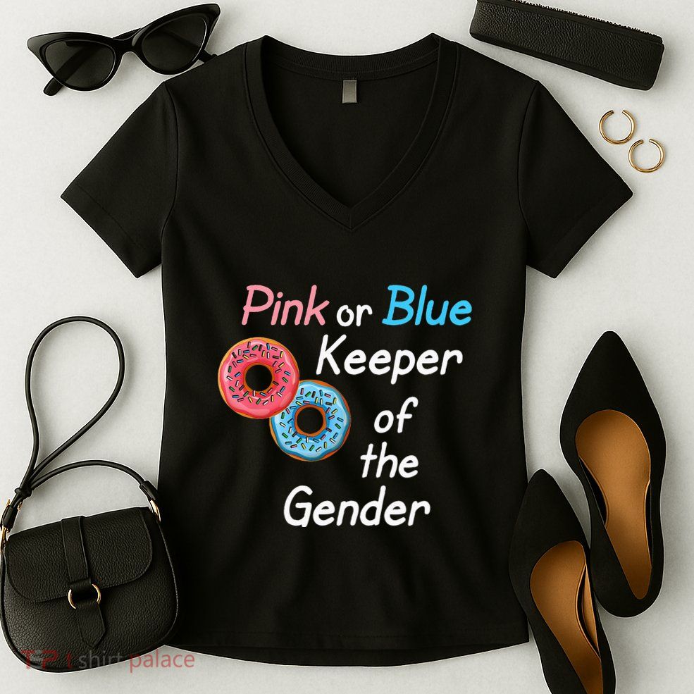 Donuts Keeper Of The Gender Baby Gender Reveal Party Shower Women's V-Neck T-Shirt