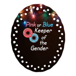 Donuts Keeper Of The Gender Baby Gender Reveal Party Shower Ceramic Oval Ornament