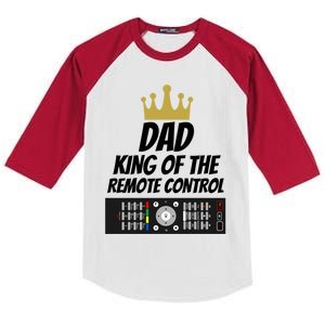 Dad King Of The Remote Control Great Gift Dad Joke Great Gift Funny Slogan Gift Kids Colorblock Raglan Jersey