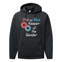 Donuts Keeper Ofthe Gender Baby Gender Reveal Party Shower Performance Fleece Hoodie