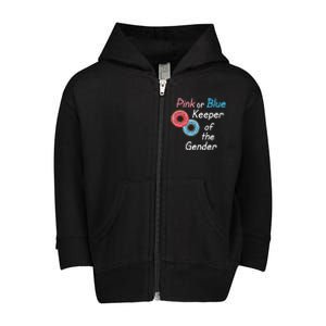 Donuts Keeper Ofthe Gender Baby Gender Reveal Party Shower Toddler Zip Fleece Hoodie