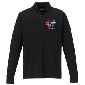 Donuts Keeper Ofthe Gender Baby Gender Reveal Party Shower Performance Long Sleeve Polo