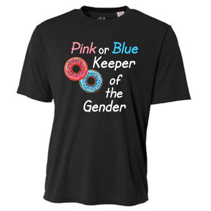 Donuts Keeper Ofthe Gender Baby Gender Reveal Party Shower Cooling Performance Crew T-Shirt