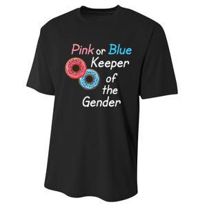 Donuts Keeper Ofthe Gender Baby Gender Reveal Party Shower Performance Sprint T-Shirt