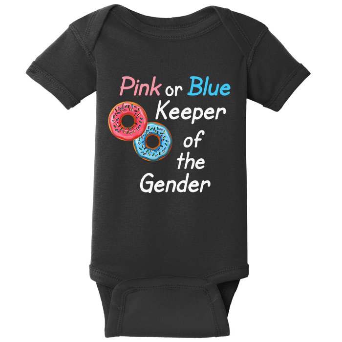 Donuts Keeper Ofthe Gender Baby Gender Reveal Party Shower Baby Bodysuit