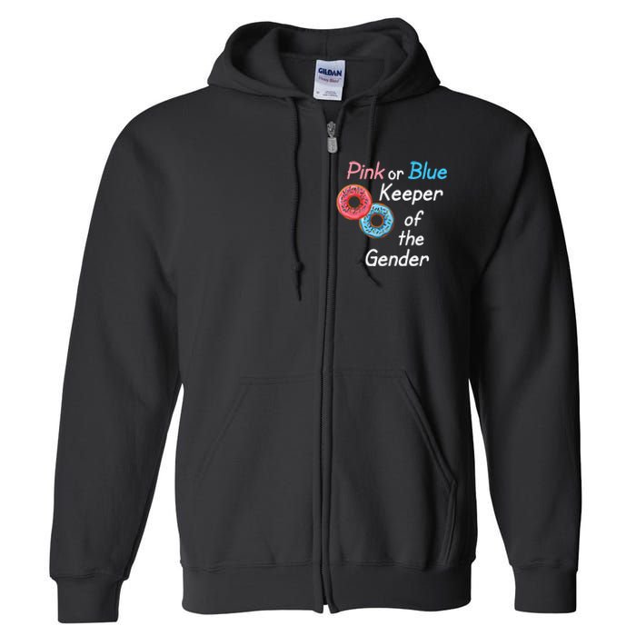 Donuts Keeper Ofthe Gender Baby Gender Reveal Party Shower Full Zip Hoodie