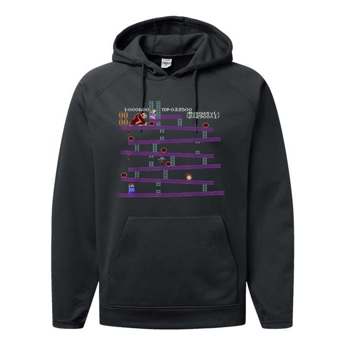 Donkey Kong Retro Arcade Game Screen Performance Fleece Hoodie