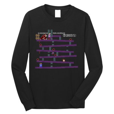 Donkey Kong Retro Arcade Game Screen Long Sleeve Shirt