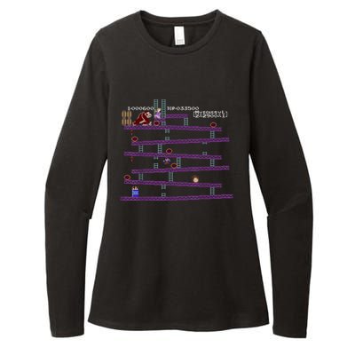 Donkey Kong Retro Arcade Game Screen Womens CVC Long Sleeve Shirt