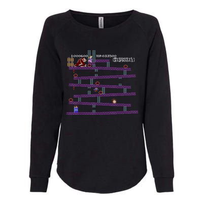 Donkey Kong Retro Arcade Game Screen Womens California Wash Sweatshirt