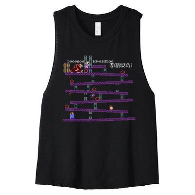 Donkey Kong Retro Arcade Game Screen Women's Racerback Cropped Tank