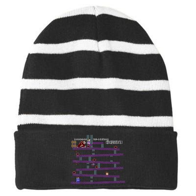 Donkey Kong Retro Arcade Game Screen Striped Beanie with Solid Band