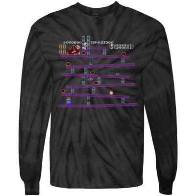 Donkey Kong Retro Arcade Game Screen Tie-Dye Long Sleeve Shirt