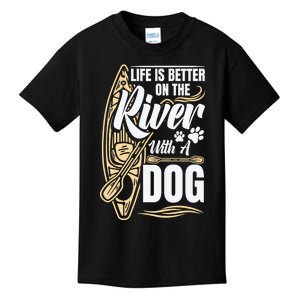 Dog Kayak River Kayaking With Dog Life Vest For Kayaking Dog Gift Kids T-Shirt