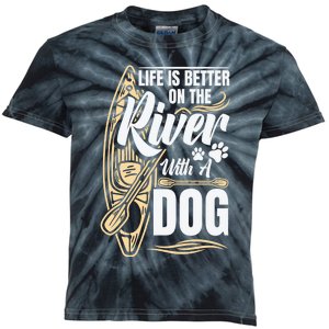 Dog Kayak River Kayaking With Dog Life Vest For Kayaking Dog Gift Kids Tie-Dye T-Shirt