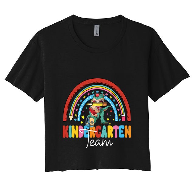 Dinosaur Kindergarten Rainbow First Day Team Kindergarten Gift Crop Top