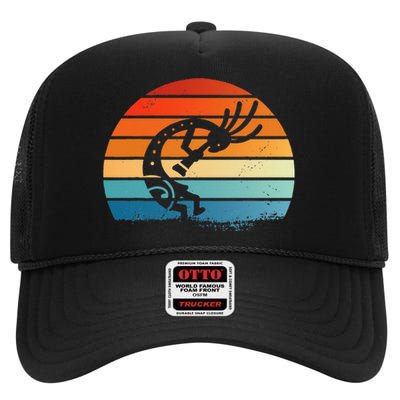 Dancing Kokopelli Southwestern USA Native American Symbol High Crown Mesh Back Trucker Hat