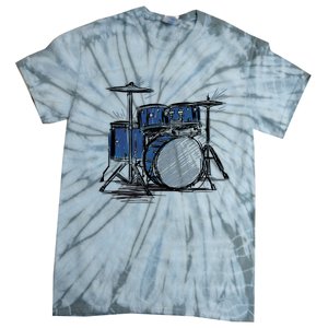 Drum Kit Sketch Music Tie-Dye T-Shirt