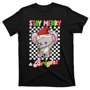 Dabbing Koala Stay Merry And Bright Groovy Christmas Xmas T-Shirt