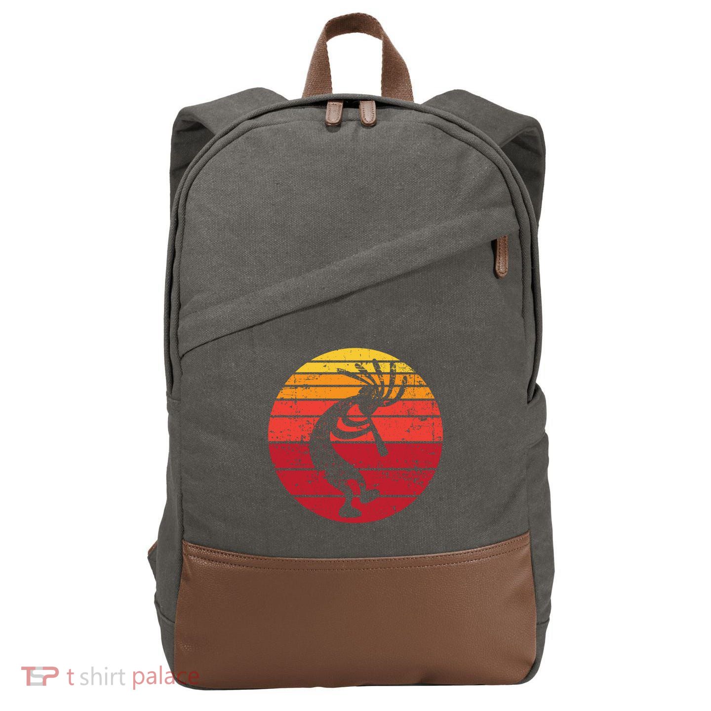 Dancing Kokopelli Southwestern Usa Native American Symbol Gift Cotton Canvas Backpack