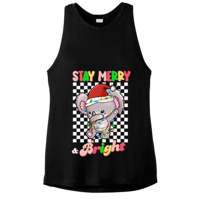 Dabbing Koala Stay Merry And Bright Groovy Christmas Xmas Ladies PosiCharge Tri-Blend Wicking Tank