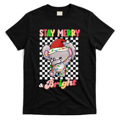 Dabbing Koala Stay Merry And Bright Groovy Christmas Xmas T-Shirt