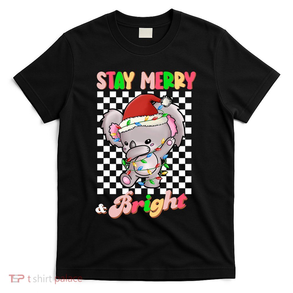 Dabbing Koala Stay Merry And Bright Groovy Christmas Xmas T-Shirt