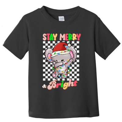 Dabbing Koala Stay Merry And Bright Groovy Christmas Xmas Toddler T-Shirt