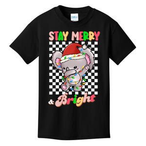 Dabbing Koala Stay Merry And Bright Groovy Christmas Xmas Kids T-Shirt