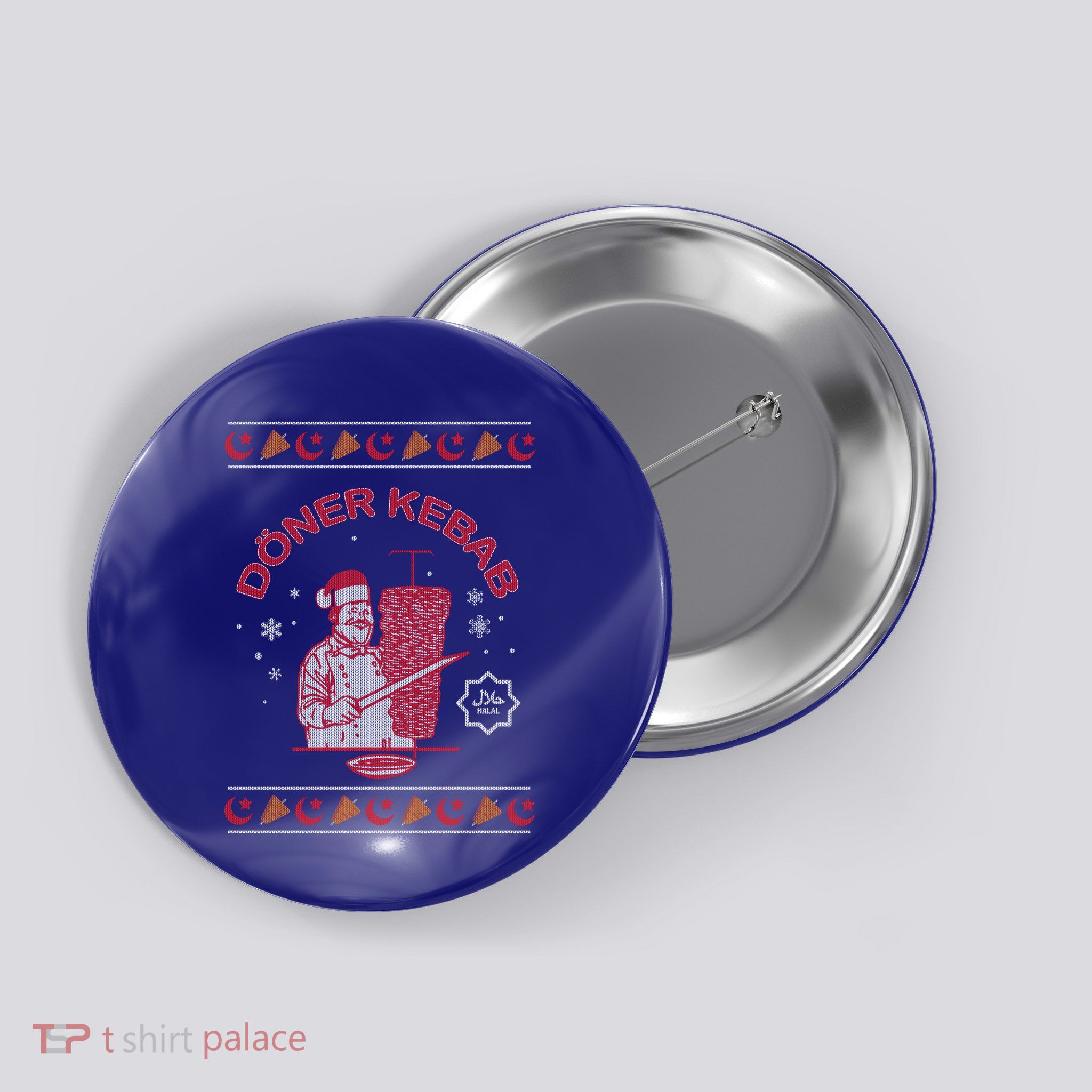 Doner Kebab Ugly Christmas Funny Halal Gift Button