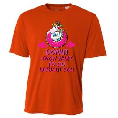 Donut Know What I'd Do Without You Unicorn Valentines Day Cute Gift Cooling Performance Crew T-Shirt