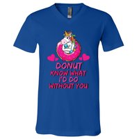 Donut Know What I'd Do Without You Unicorn Valentines Day Cute Gift V-Neck T-Shirt