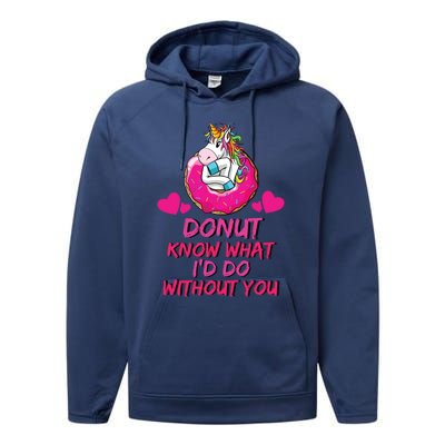 Donut Know What I'd Do Without You Unicorn Valentines Day Cute Gift Performance Fleece Hoodie