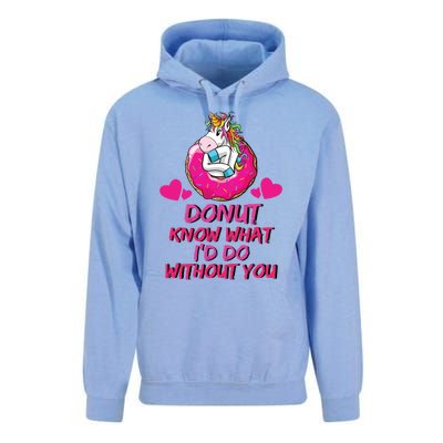 Donut Know What I'd Do Without You Unicorn Valentines Day Cute Gift Unisex Surf Hoodie