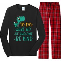 Dino Kindness Wake Up Be Awesome Be Kind Long Sleeve Pajama Set