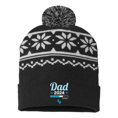 Dad Loading 2024 Father Pregnancy Birth Baby Daddy To Be USA-Made Snowflake Beanie