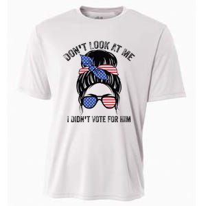 DonT Look At Me I DidnT Vote For Him Messy Bun Usa Flag Cooling Performance Crew T-Shirt