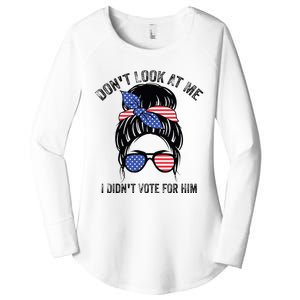 DonT Look At Me I DidnT Vote For Him Messy Bun Usa Flag Women's Perfect Tri Tunic Long Sleeve Shirt