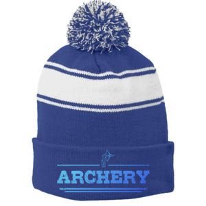 Distressed Look Arching Gift For Archers Gift Stripe Pom Pom Beanie