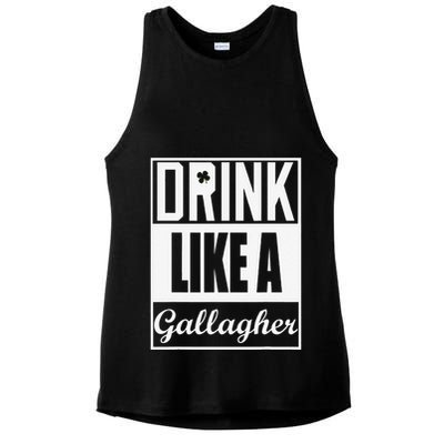 Drink Like A Gallagher Saint Patrick's Day Funny Ladies PosiCharge Tri-Blend Wicking Tank