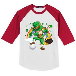 Dabbing Leprechaun And Golf Ball Saint Patrick's Day Gift Kids Colorblock Raglan Jersey