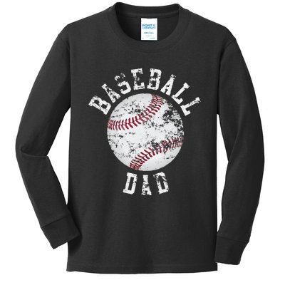 Dad Like A Baseball Dad US Flag Fathers Day Kids Long Sleeve Shirt