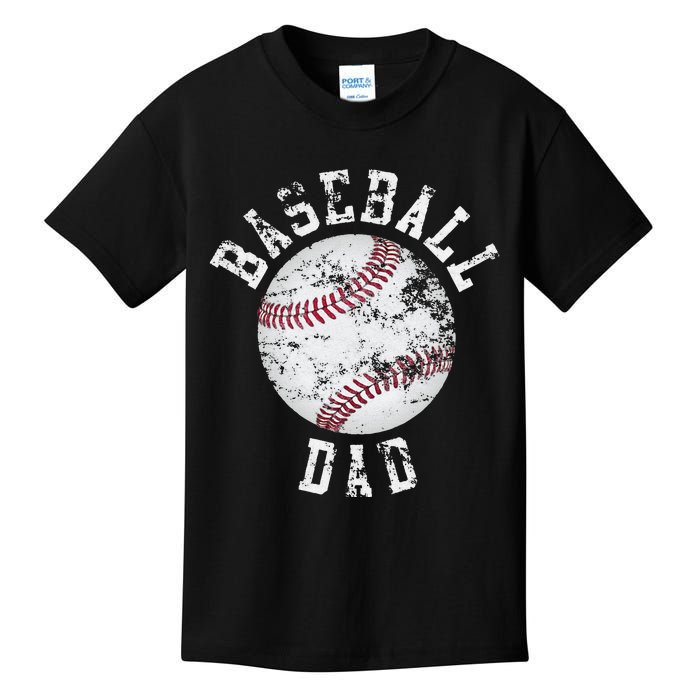 Dad Like A Baseball Dad US Flag Fathers Day Kids T-Shirt