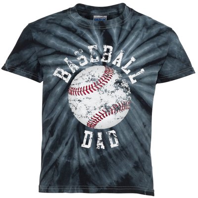 Dad Like A Baseball Dad US Flag Fathers Day Kids Tie-Dye T-Shirt