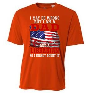 Dad Librarian American Flag Funny Patriotic Gift Cooling Performance Crew T-Shirt