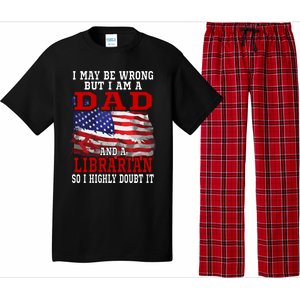 Dad Librarian American Flag Funny Patriotic Gift Pajama Set