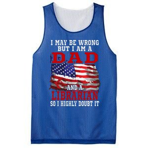 Dad Librarian American Flag Funny Patriotic Gift Mesh Reversible Basketball Jersey Tank