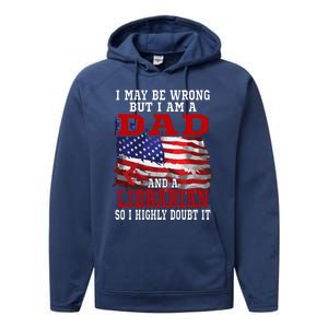 Dad Librarian American Flag Funny Patriotic Gift Performance Fleece Hoodie